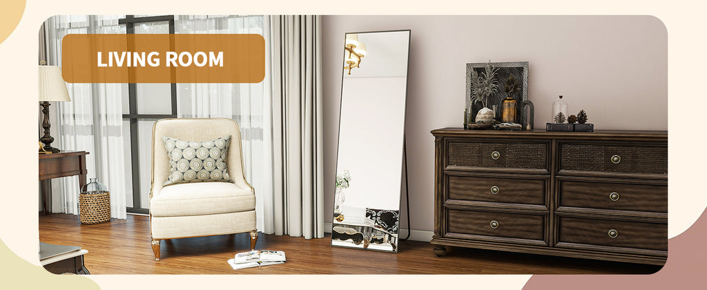 64"x21" Floor Mirror Full Length, Bedroom Floor Body Mirror with Stand, Leaning, Standing or Hanging Horizontally/Vertically