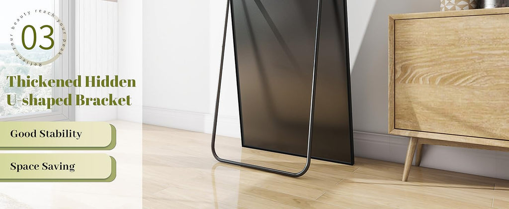 64"x21" Arch Floor Mirror, Full Length Mirror, Wall Mirror Hanging or Leaning, Arched-Top Full Body Mirror with Stand