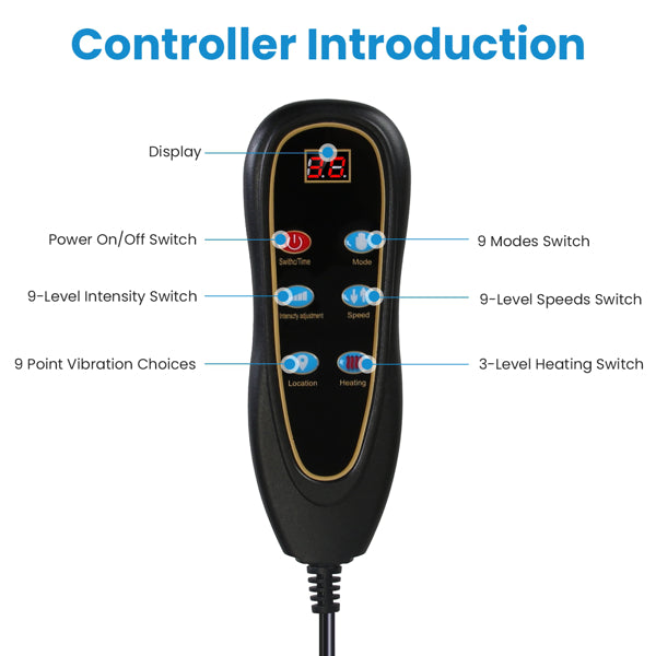 Electric Massage Mattress/ Vibrating Heating Infrared Massager Cushion For Neck, Back, Foot, and Full Body Pain Stress Relief