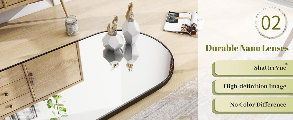 64"x21" Arch Floor Mirror, Full Length Mirror, Wall Mirror Hanging or Leaning, Arched-Top Full Body Mirror with Stand