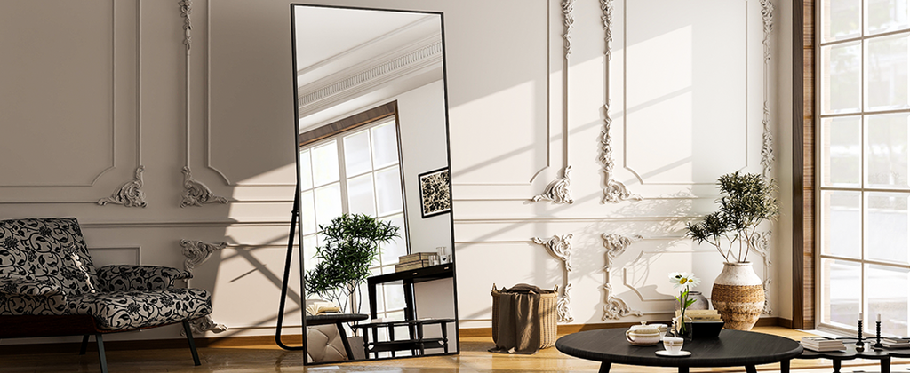 26" x 71" Full Length Mirror - Black Floor Mirror - Rectangular Wall Mounted Mirrors for Bedroom, Living Room, Bathroom,
