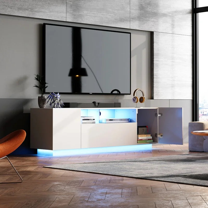 GALAXHERO TV Stand for 50 65 Inch TVs Entertainment Center with LED Lights Modern TV Console Storage Cabinet for Living Room