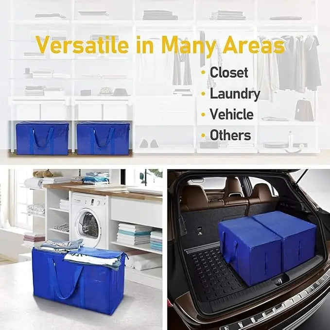 6 Pack Extra Large Moving Bags/ Heavy Duty with Zippers & Carrying Handles, Durable Storage Bags/ Moving Boxes for Closet Organize
