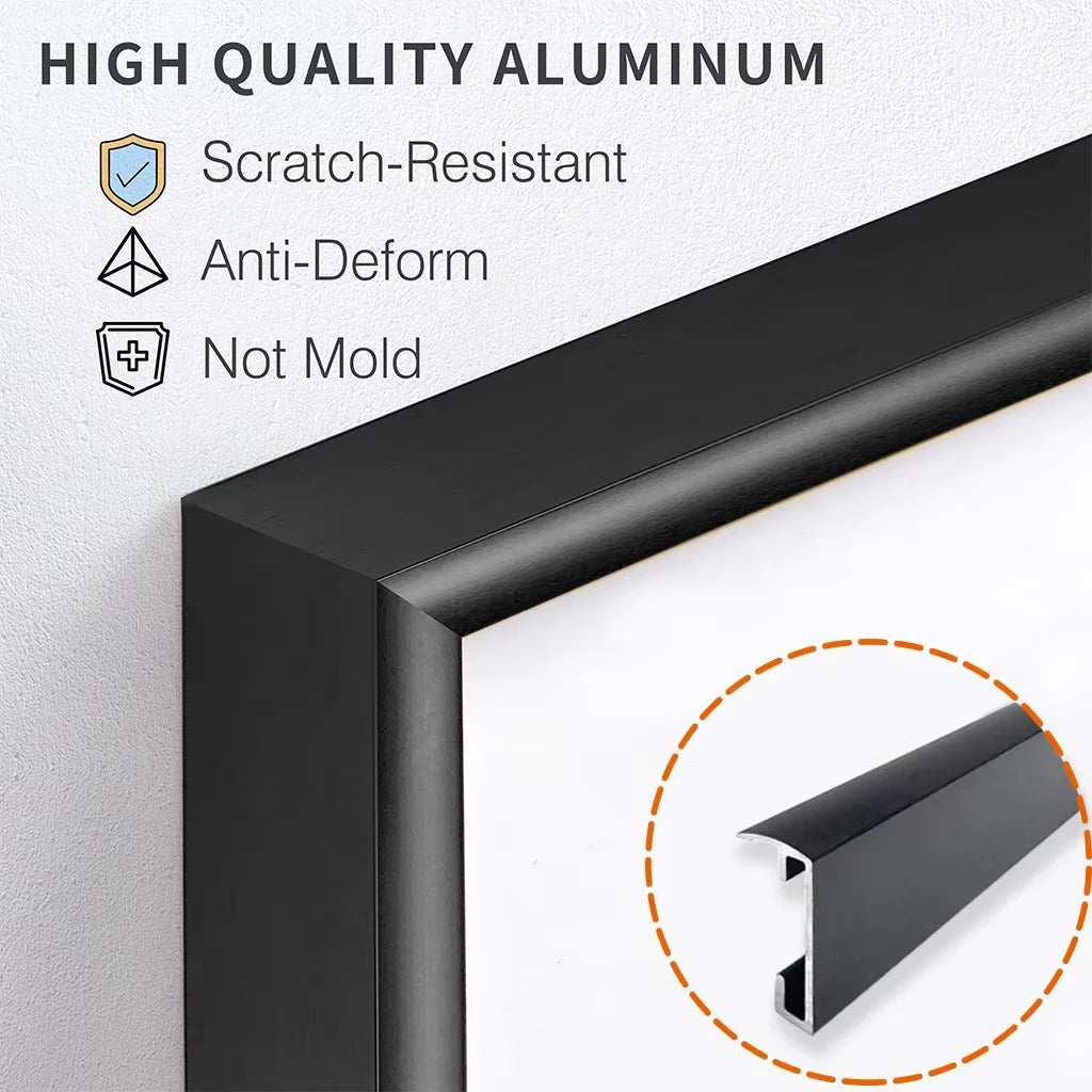 3pcs Black Aluminum Picture Frames Set 30x40cm 40x60cm 50x70cm With Mat, Modern Minimalist Wall Art Frame for Living Room/ Bedroom Office, Canvas Print Poster Display, Lightweight Photo Frames for Home Decor, Easy Mounting Ga
