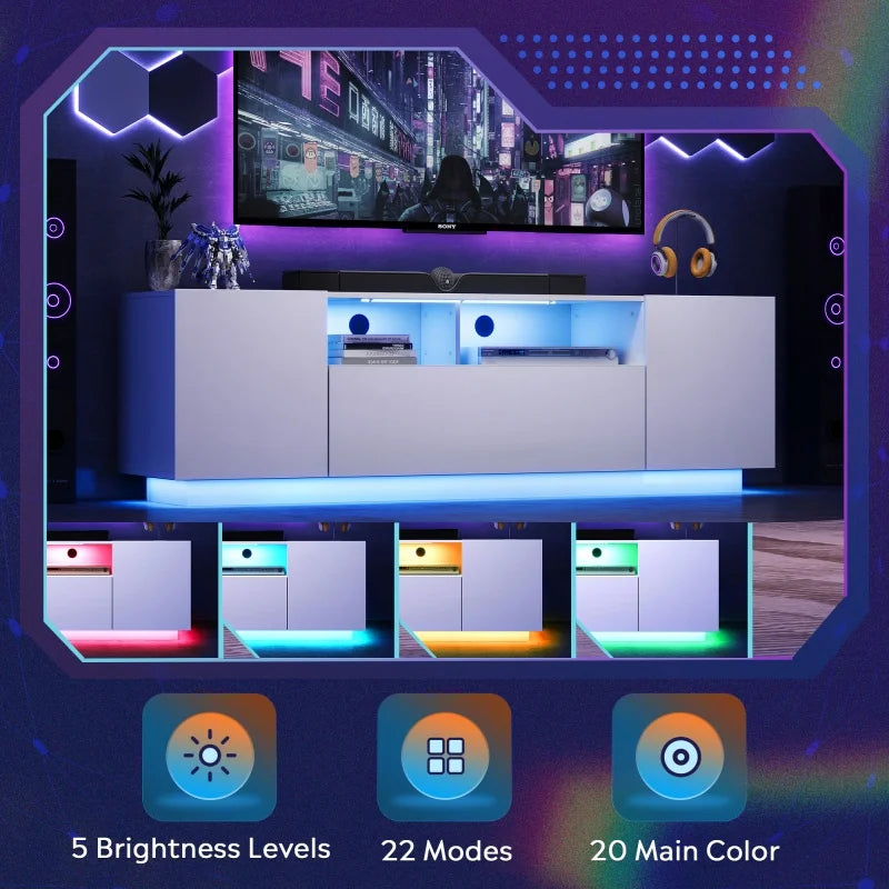 GALAXHERO TV Stand for 50 65 Inch TVs Entertainment Center with LED Lights Modern TV Console Storage Cabinet for Living Room