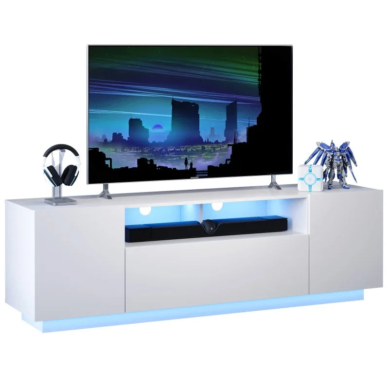 GALAXHERO TV Stand for 50 65 Inch TVs Entertainment Center with LED Lights Modern TV Console Storage Cabinet for Living Room