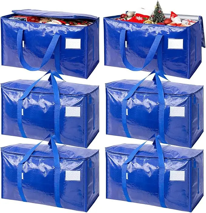 6 Pack Extra Large Moving Bags/ Heavy Duty with Zippers & Carrying Handles, Durable Storage Bags/ Moving Boxes for Closet Organize