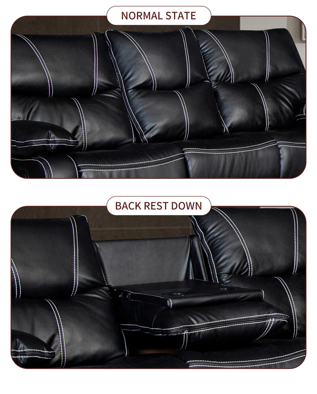 Electric Reclining Couch, Power Recliner Sofa Zero Gravity Power Reclining Sofa Adjustable Headrest Drop Down Table Cup Holder