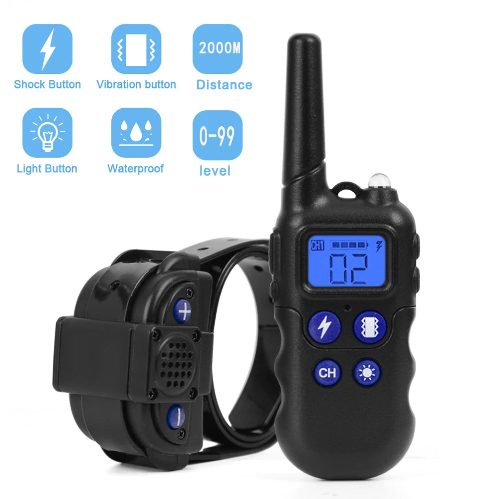 2km Dog Training Collar With Walkie-Talkie Rechargeable Dog Shock Vibration Beep/ Waterproof Training Collars for Large and Small Dogs