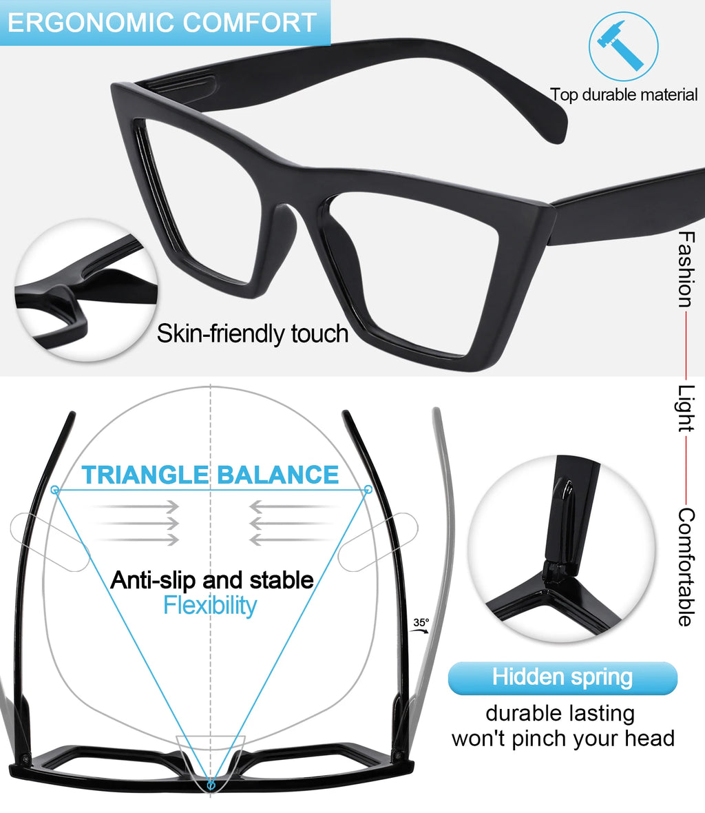 Cat Eye Reading Glasses/ Women Luxury Brand Clear Lens Eyewear/ Presbyopia Glasses Oversized Female Reader Glasses1 1.5 1.75 2 2.5