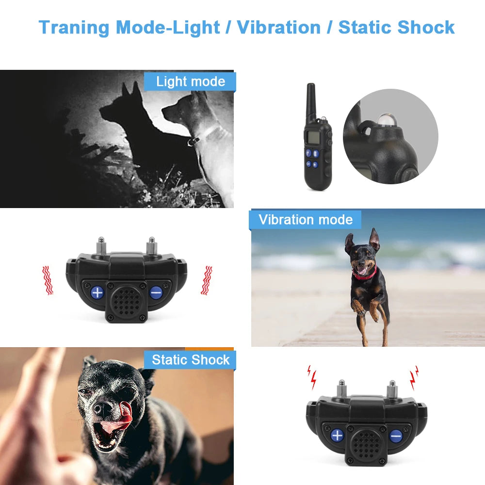 2km Dog Training Collar With Walkie-Talkie Rechargeable Dog Shock Vibration Beep/ Waterproof Training Collars for Large and Small Dogs