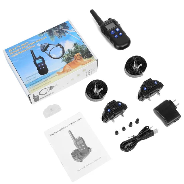 2km Dog Training Collar With Walkie-Talkie Rechargeable Dog Shock Vibration Beep/ Waterproof Training Collars for Large and Small Dogs