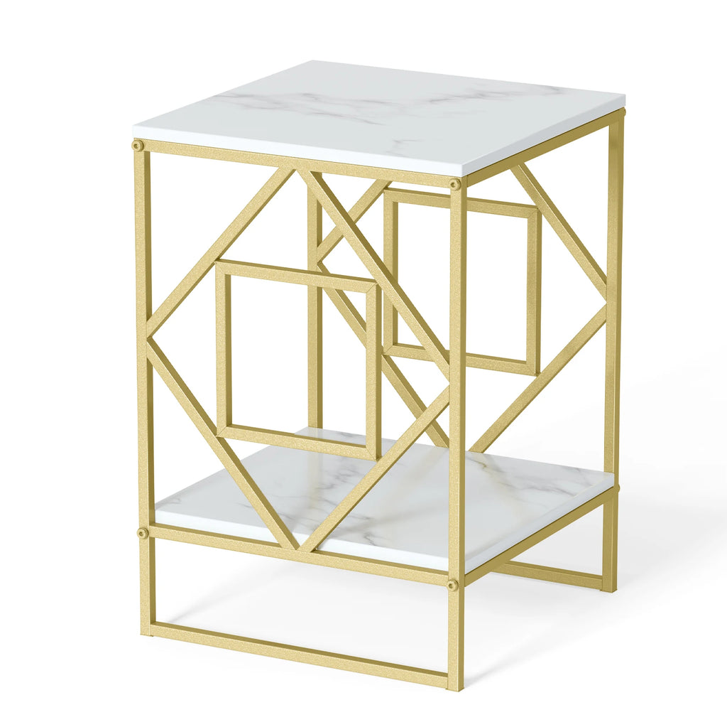 Luxury Marble Tea Coffee Cafe Table Living Room/ Office Laptop /Sofa End Side Gold Frame Desk