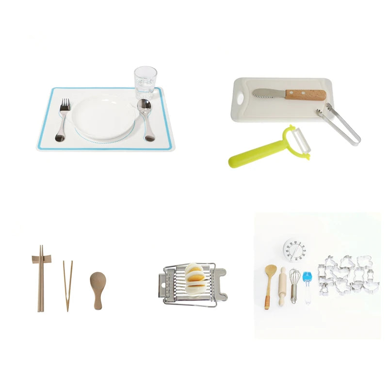Montessori Kitchen Items/ Practical Life Materials/ Kids Basic Skill Learning Tools/ Food, Dinner/ Preparation Early  Education Game