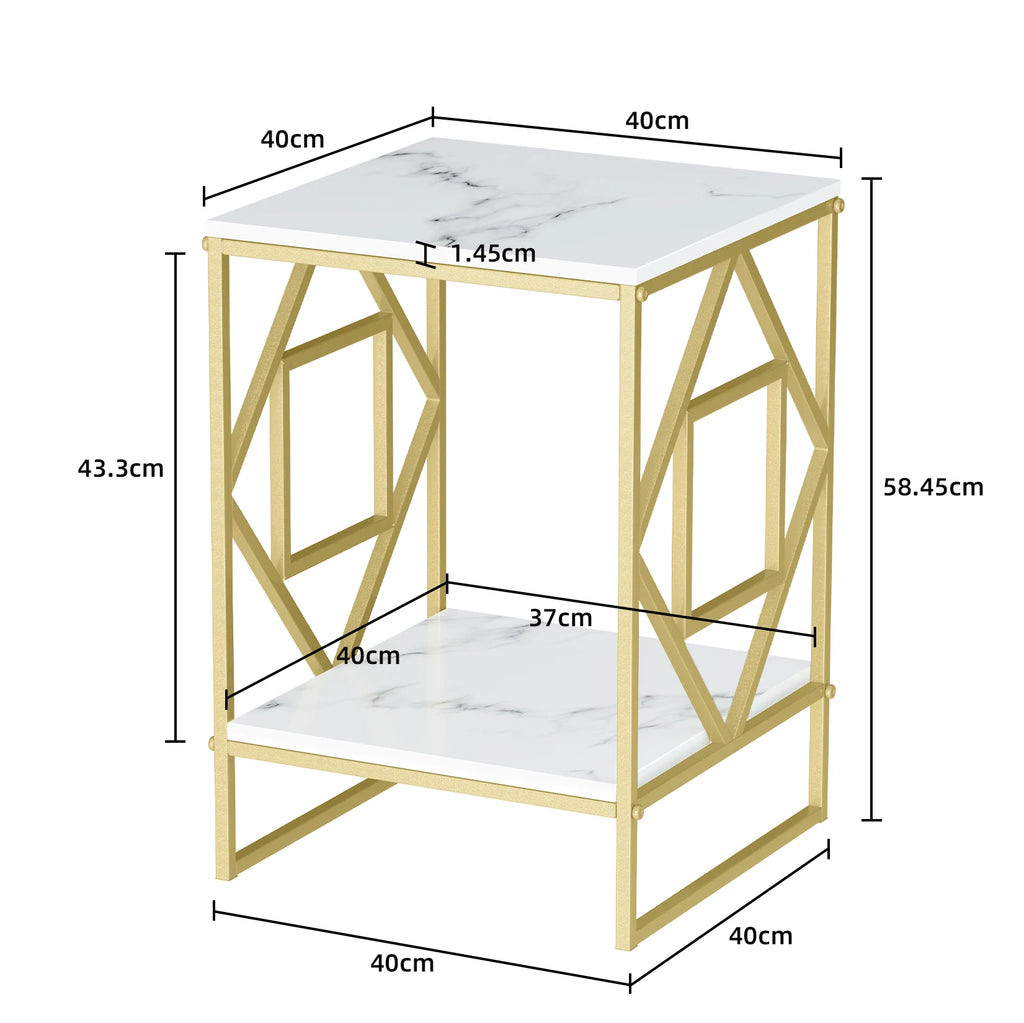Luxury Marble Tea Coffee Cafe Table Living Room/ Office Laptop /Sofa End Side Gold Frame Desk
