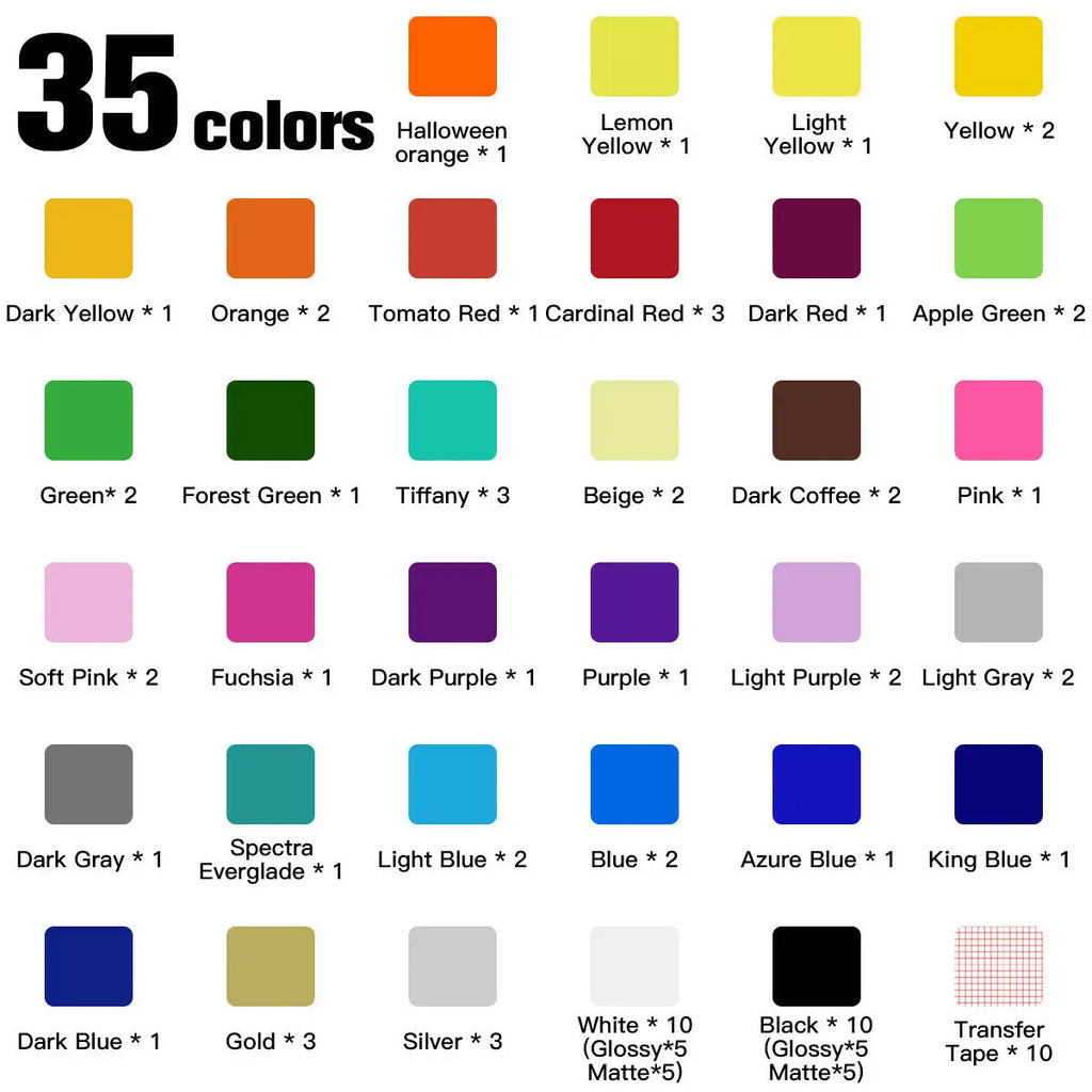 Permanent Vinyl - 12' X 12' Permanent Adhesive Vinyl Bundle Compatible with Cricut Cutting Machine