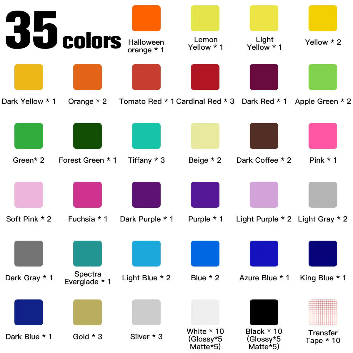 Permanent Vinyl - 12' X 12' Permanent Adhesive Vinyl Bundle Compatible with Cricut Cutting Machine