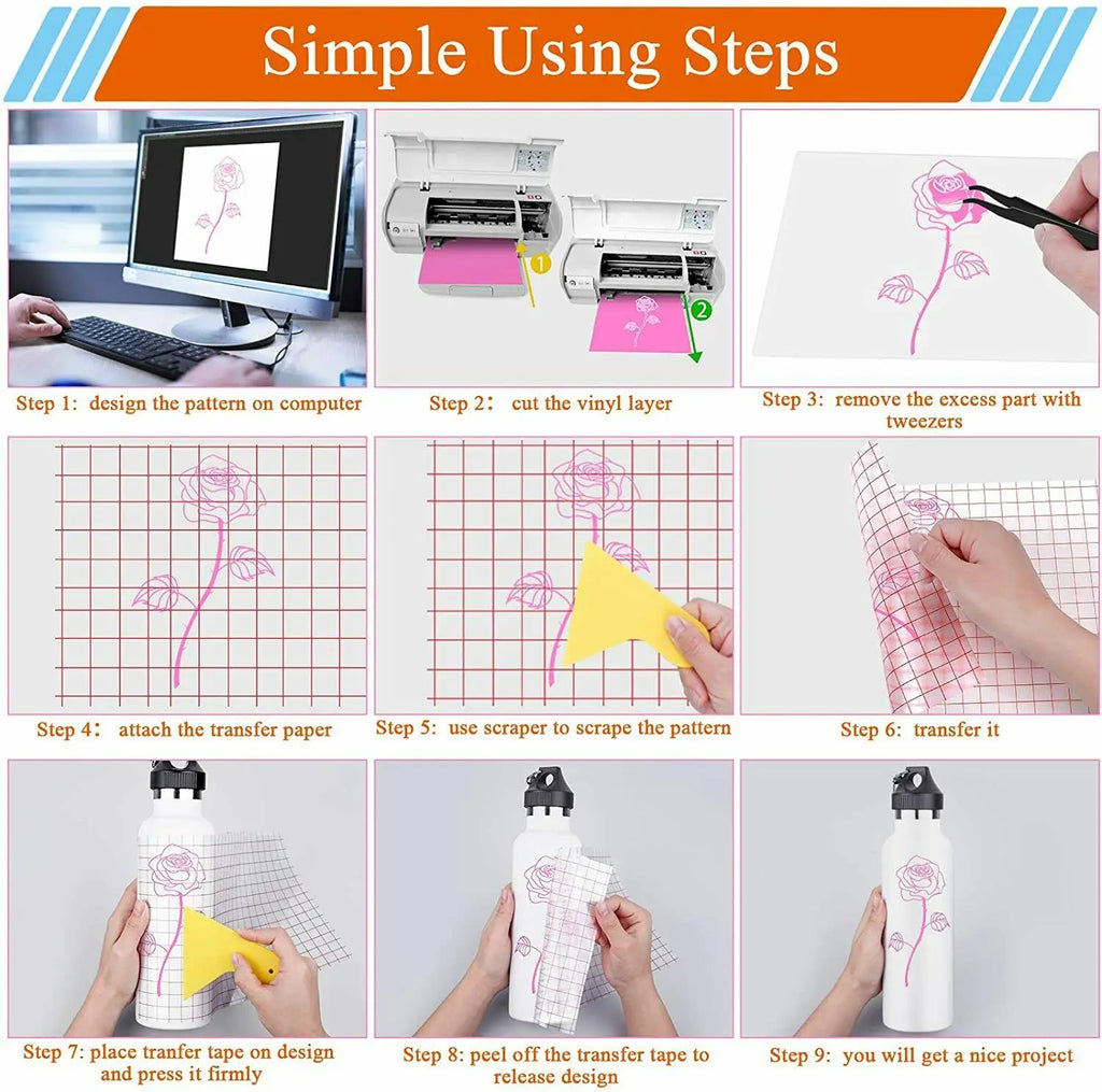 Permanent Vinyl - 12' X 12' Permanent Adhesive Vinyl Bundle Compatible with Cricut Cutting Machine