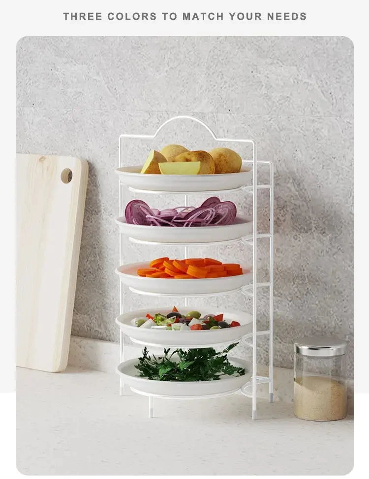Kitchen Storage Shelf Multilayer Metal Shelves Wall-Mounted Dish Storage Rack Kitchen Table Top Organizer Preparation Dish Rack