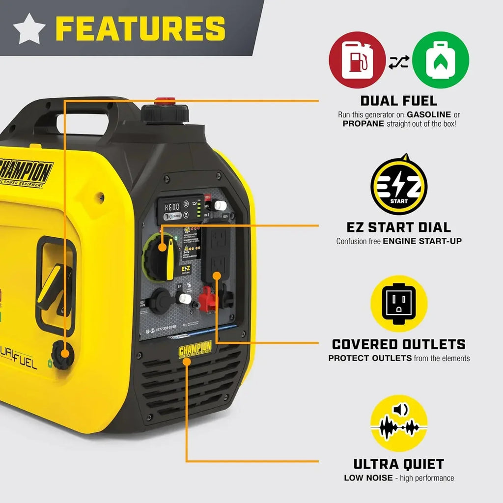 2500-Watt Dual Fuel Portable Inverter Generator with Quiet Technology and CO Shield