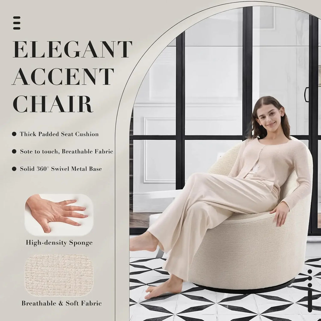 Swivel Accent Chair, 360° Swivel Chair with Hidden Storage, Modern Small Barrel Swivel Armchair for Living Room/Bedroom