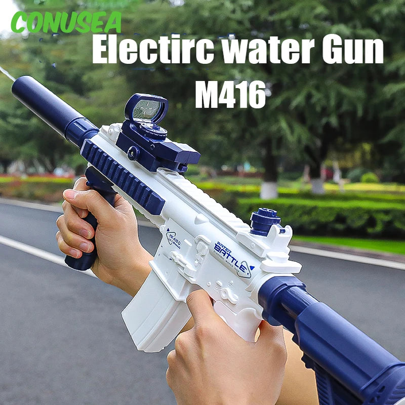 M416 Electric Water Gun Pistol 10M Long Range Portable Guns/Children/ Pool Beach Outdoor Fight Shooting Toys for Kid Games