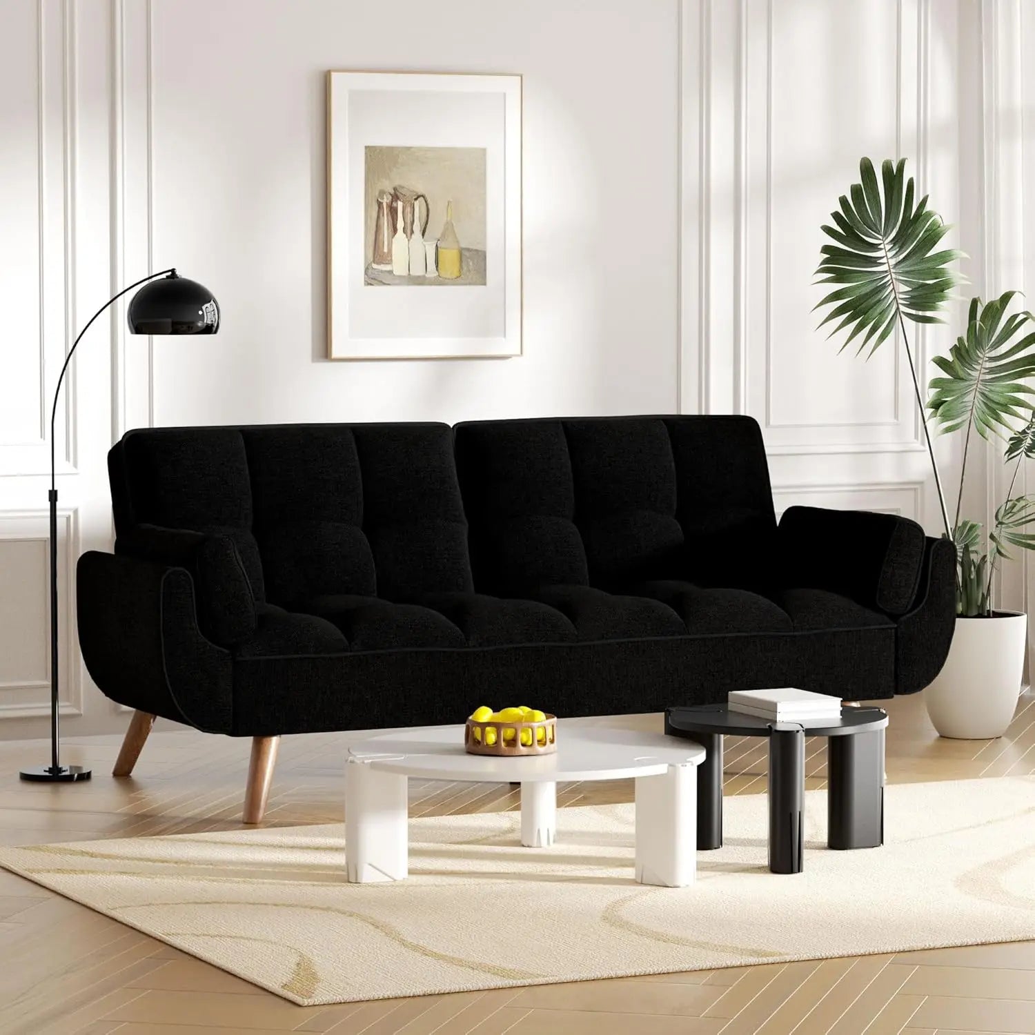 Futon Couch for Small Spaces & Apartment, 2-in-1Modern Comfy Loveseat Convertible Sofa Bed, 74.4-Inch Compact Design for Living
