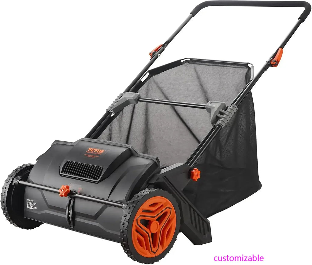 Push Lawn Sweeper, 21-inch Leaf & Grass Collector, Strong Rubber Wheels & Heavy Duty Thickened Steel