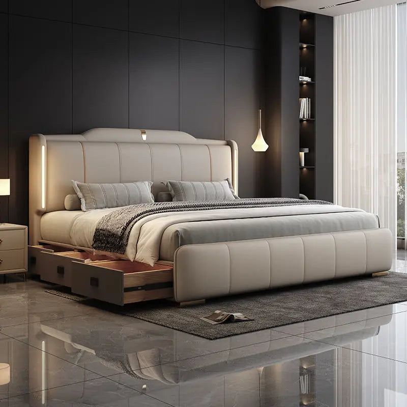 Double Bed Frame King Size Frame Headboard with 3 Drawer Storage