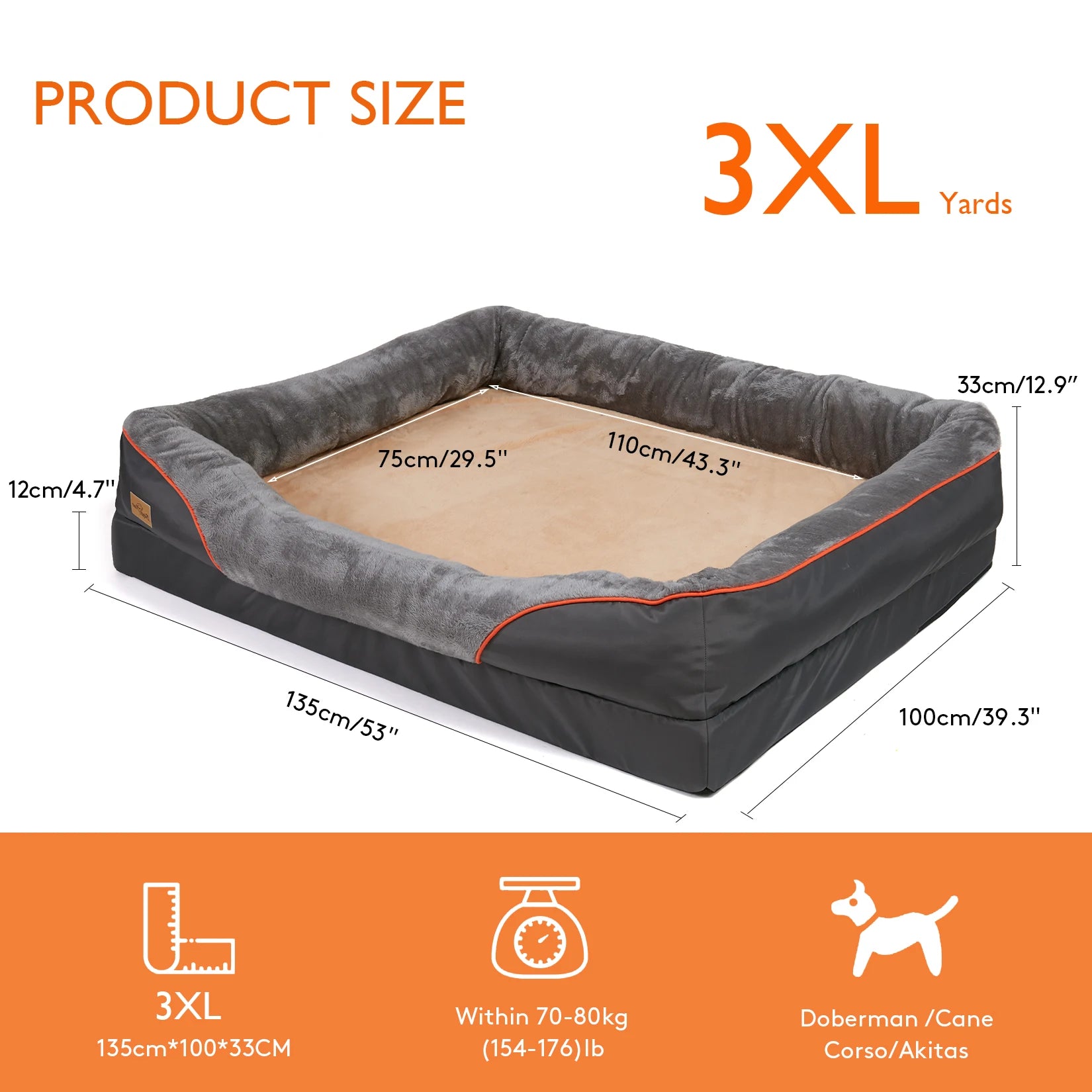 Large Dog Bed Soft/ Comfortable Anti Allergy Warm Fleece Removable Washable Cover Pet Bed/ Waterproof