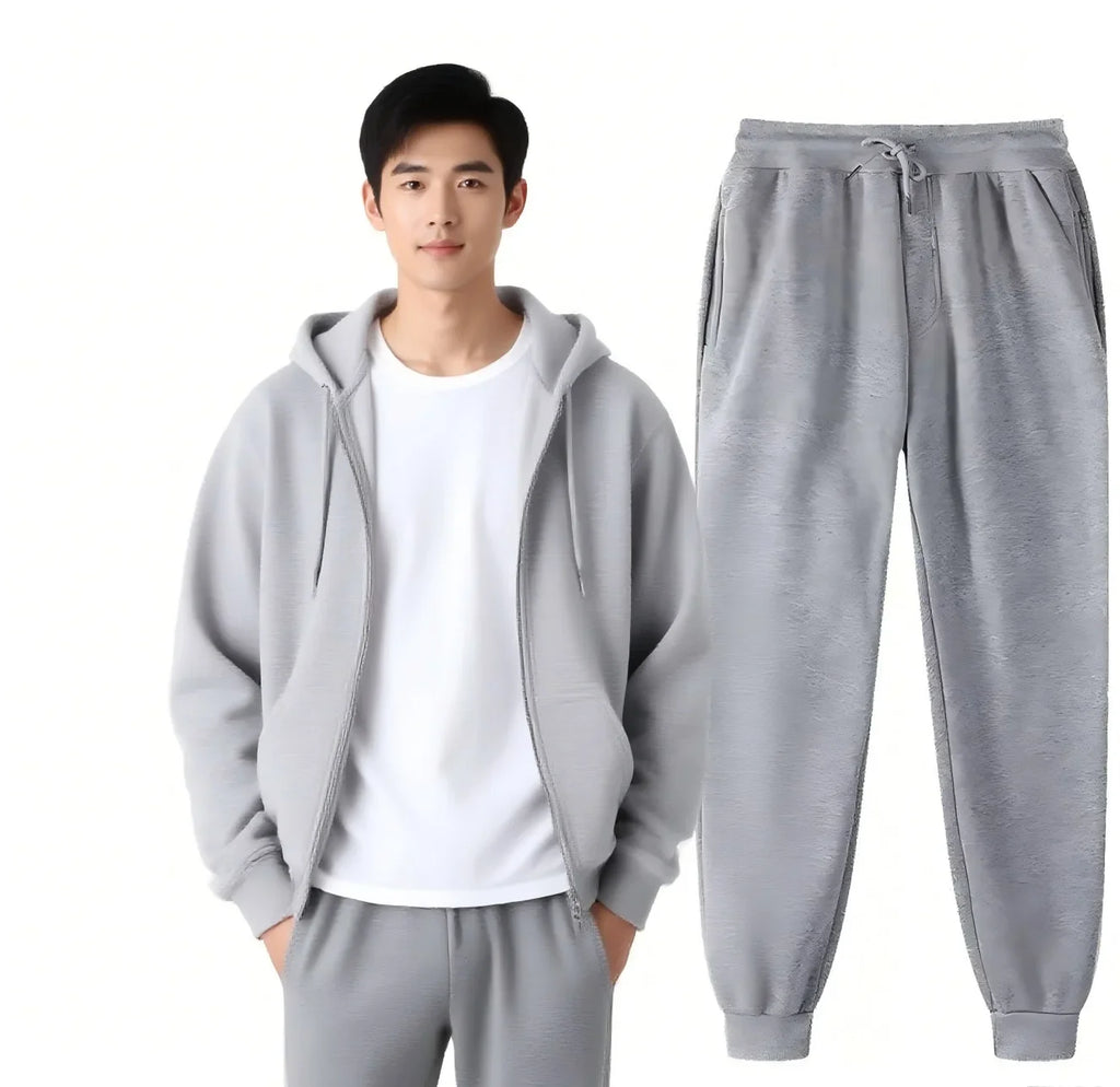 Men/ Women Tracksuit Hoodies/ Casual Solid Color /Thick Pullover and Long Pant 2-piece Set Men/Women Fleece Jogger Sports Suit