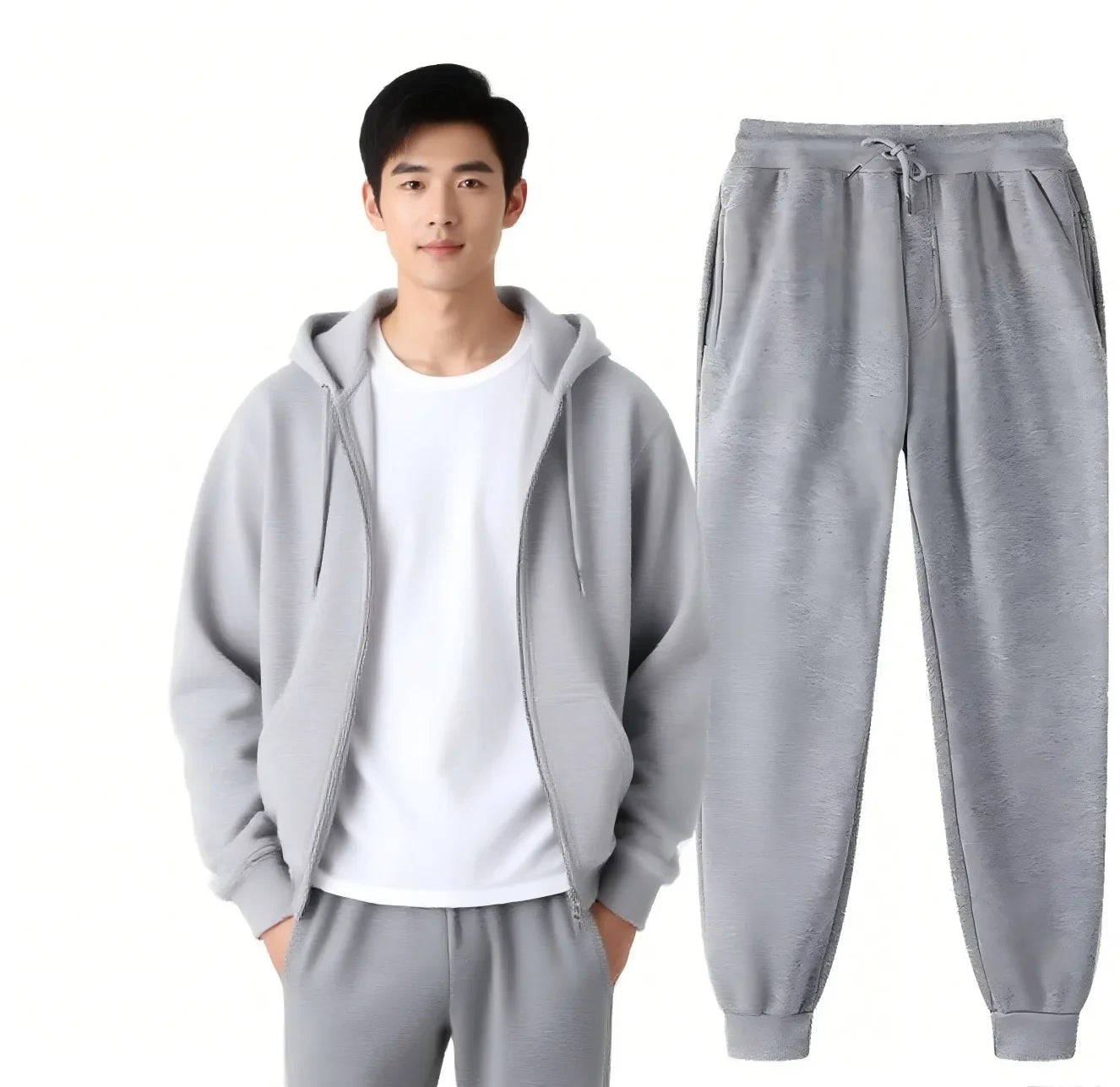Men/ Women Tracksuit Hoodies/ Casual Solid Color /Thick Pullover and Long Pant 2-piece Set Men/Women Fleece Jogger Sports Suit