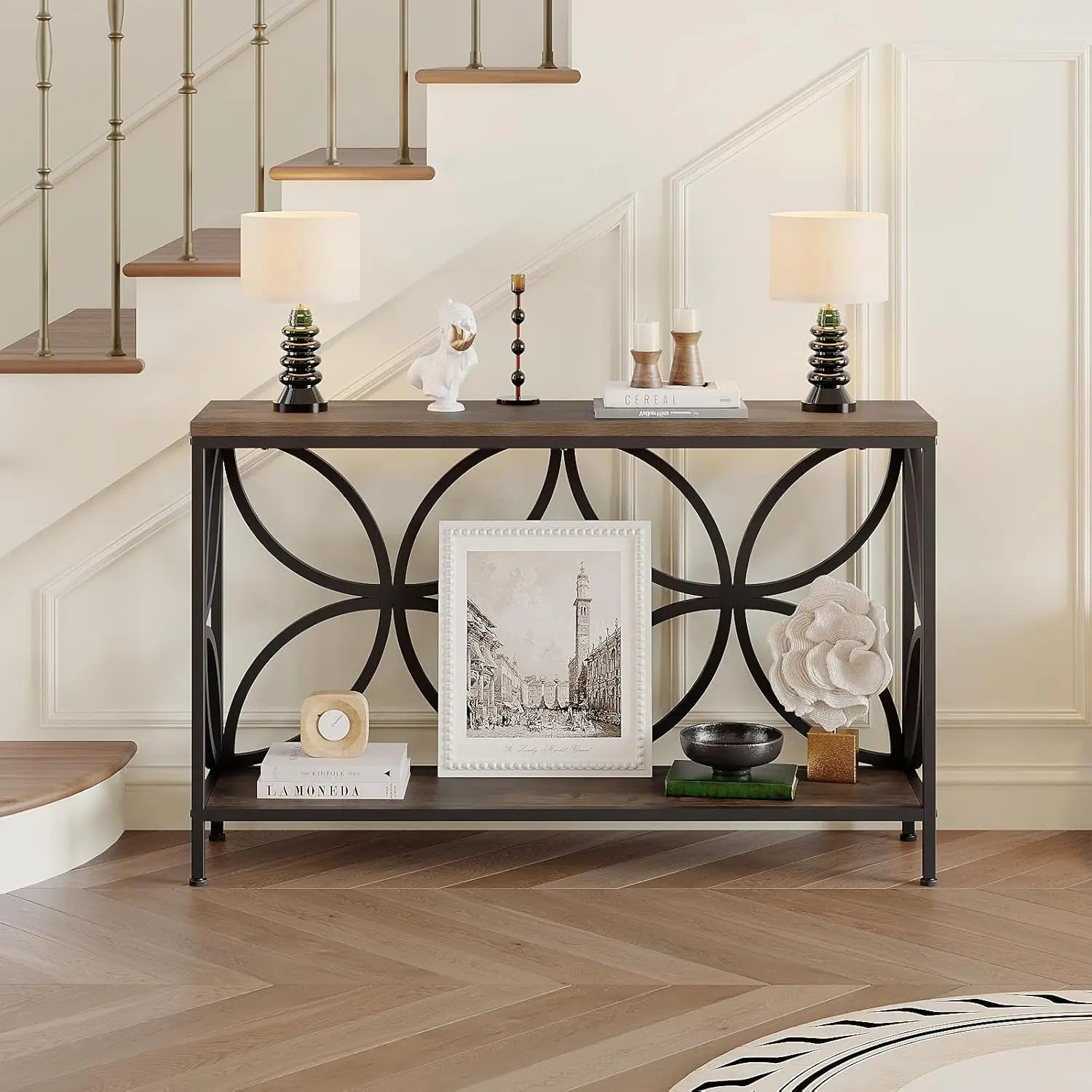 Narrow Sofa Table 47.2 Inch,Industrial Sofa Table Behind Couch,Vintage Entry Console Table with Storage for Entryway,Living Room