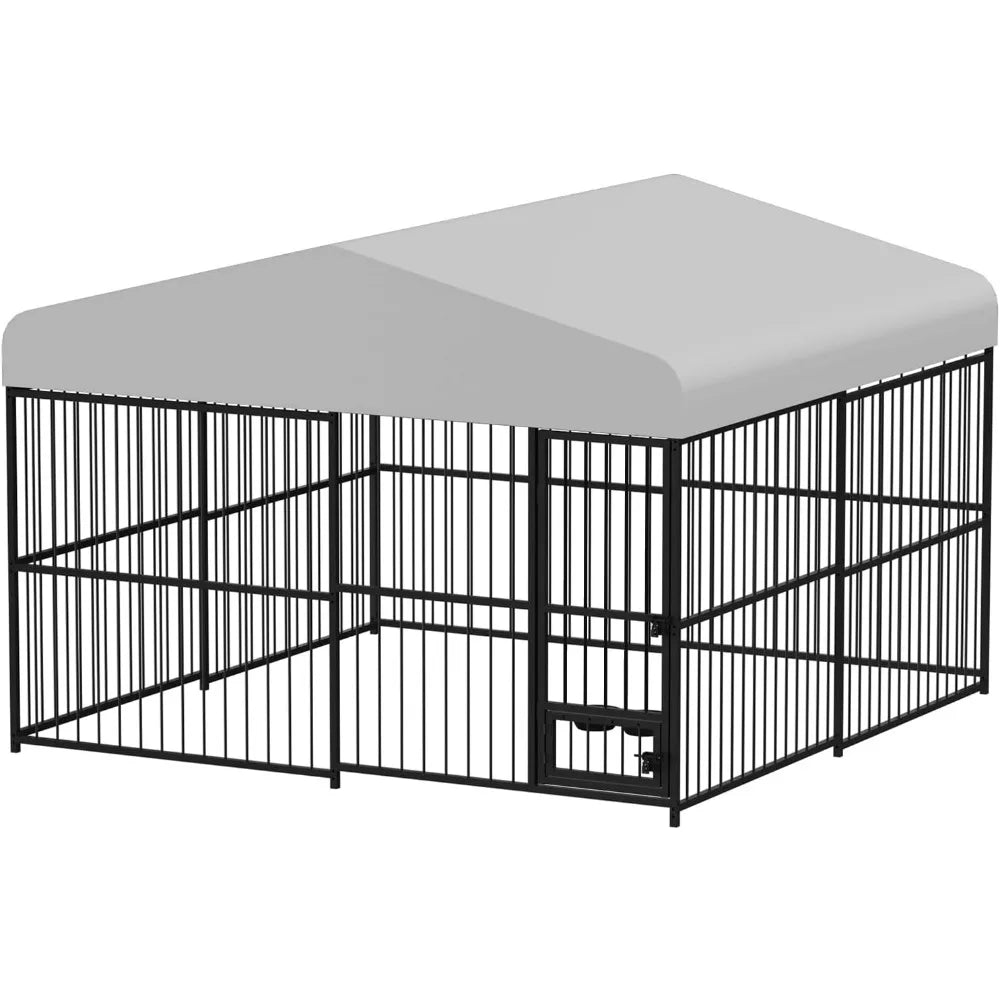 Large Outdoor Dog Kennel with 10x10x6 Dimensions, Durable Roof for Heavy-Duty Use, UV-Protected Waterproof Cover