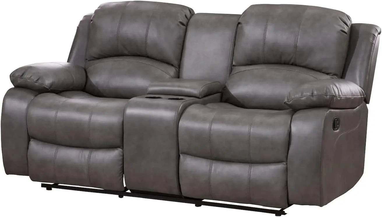 2PC Leather Air Reclining Sofa Loveseat Set Living Room Set 8018 Multiple Colors (Gray)
