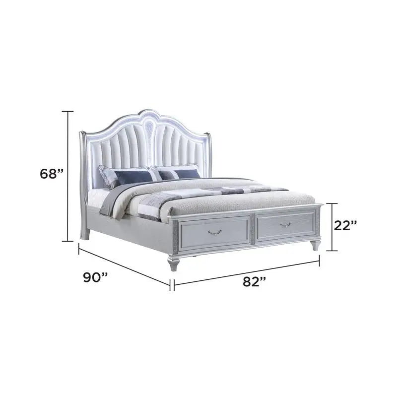 King 5PC Bedroom Set with Upholstered LED Headboard