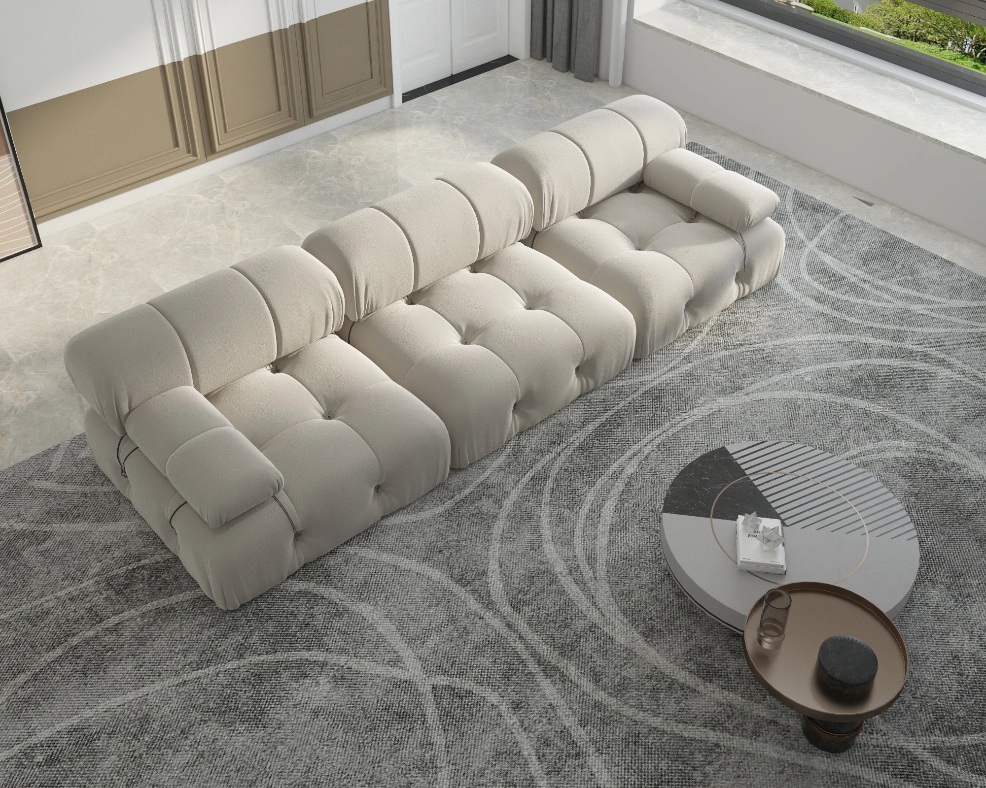104" Minimalist Modular Sectional Sofas/ Modern Velvet Convertible Couches/ 3 Seats/ Living Room Sofa Sets for Office/ Apartment