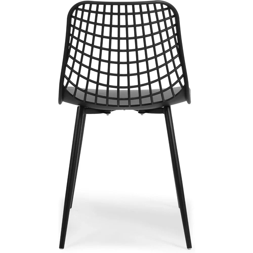Modern Dining Chairs Set of 4 – Plastic Dining Chair with Metal Legs Ebony Black