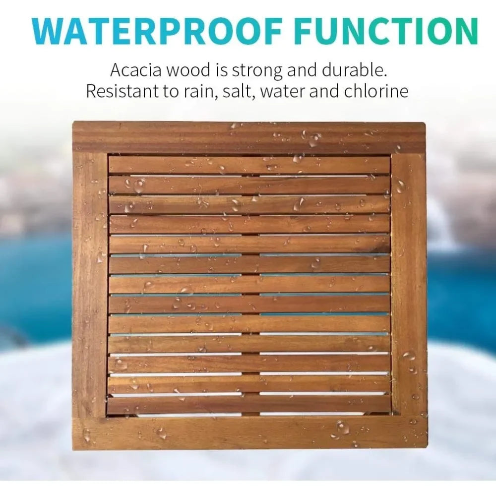 3-Piece Acacia Wood Patio Bistro Set Patio Furniture Outdoor Chat Conversation Table Chair Set Outdoor Wood Chat Set