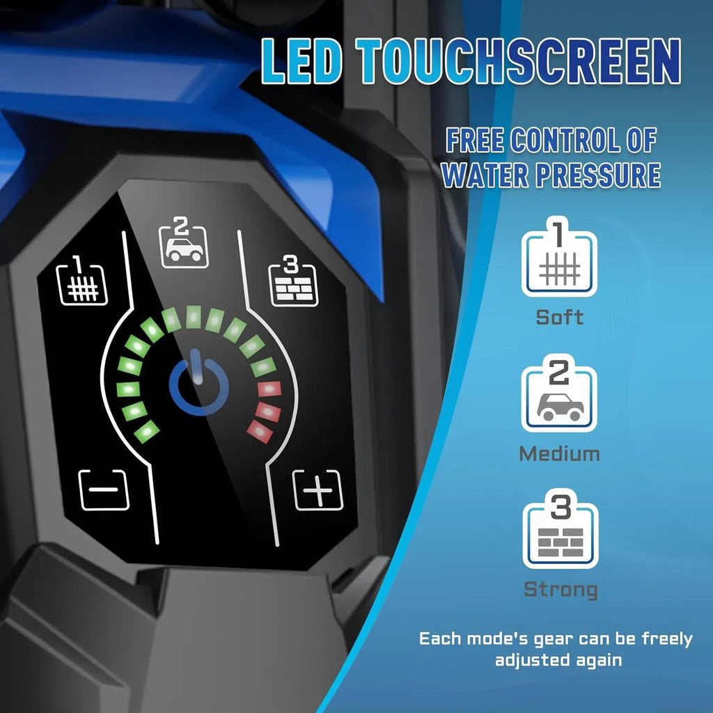 Pressure Washer Touch Screen Adjustable Pressure Power Washer with 4 Quick Connect Nozzles ,Inlet Hose & Filter