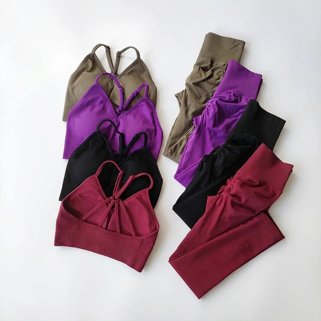 Women's Seamless Yoga Suit/ High Waist Sports Bra/ Leggings/ Gym Set Fitness Suit /Workout Leggings Set/ Pilates Sportswear Outfit