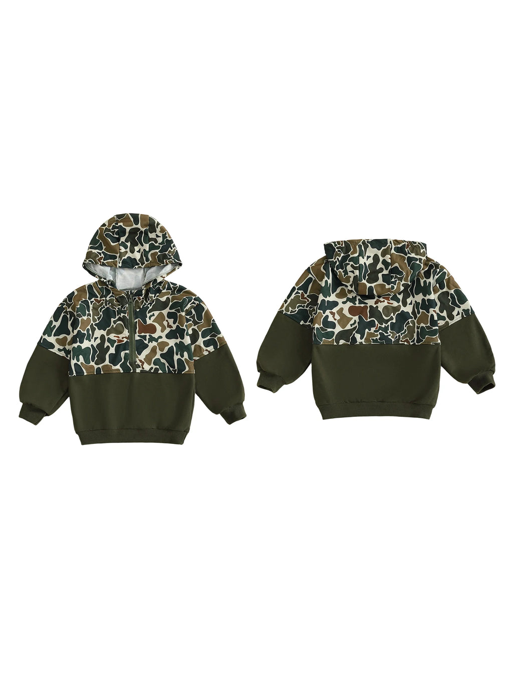 Children s Camouflage Print Half Zip-up Long Sleeve Hooded Sweatshirt Casual Toddler Pullover Jacket Coat Warm Outwear Tops for Girls/Boys