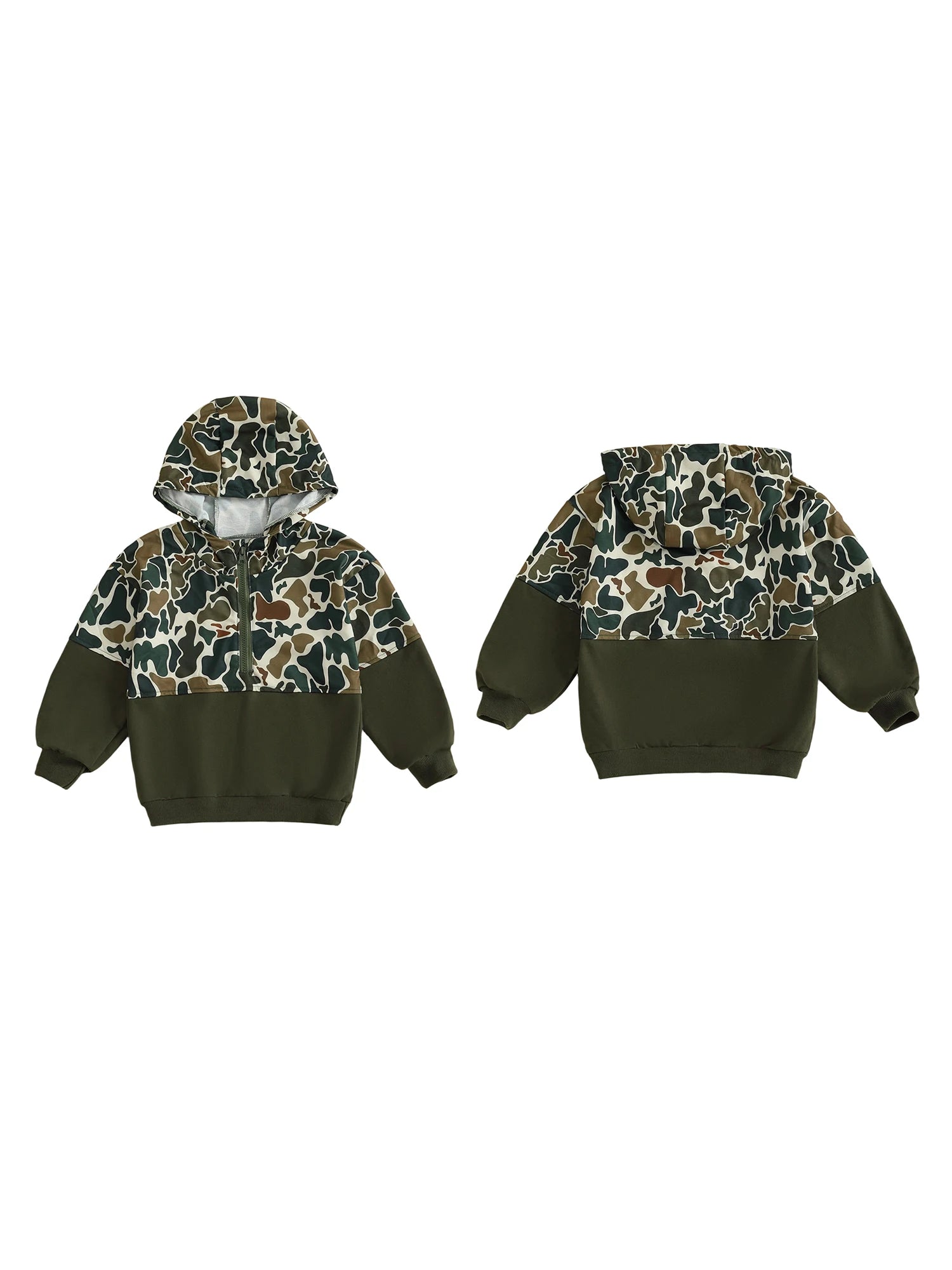 Children s Camouflage Print Half Zip-up Long Sleeve Hooded Sweatshirt/Casual Toddler Pullover Jacket Coat for Girls/Boys