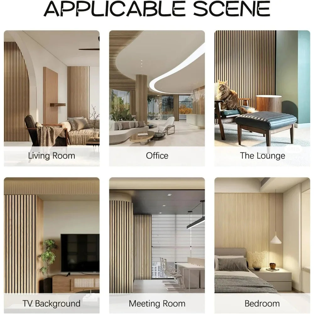 Oak Wood Veneer Acoustic Wall Panels - 2-Pack for Interior Decoration, 12.6 Wide x 94 Tall