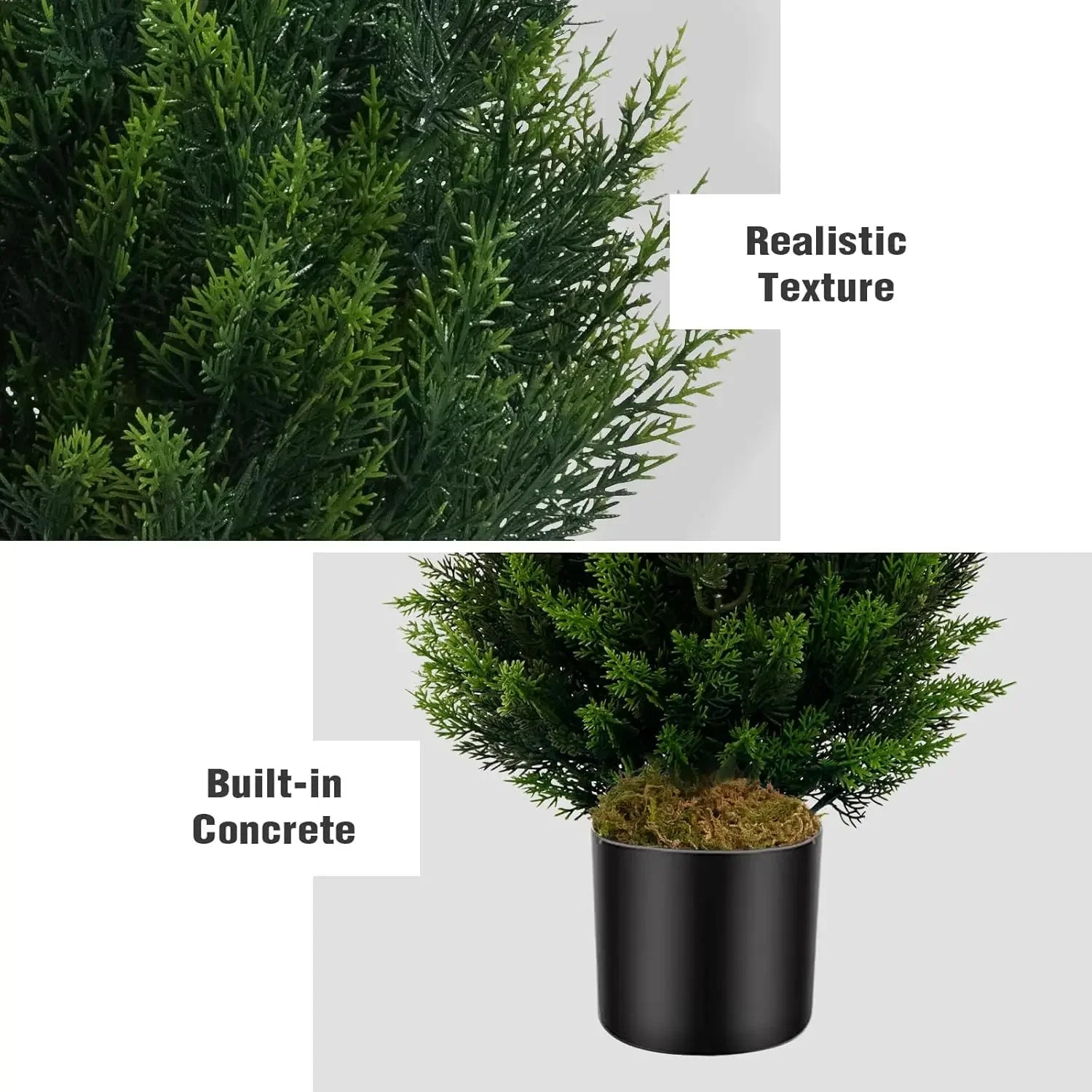 Artificial Topiary Cedar Trees 5FT Tall 2 Set, Outdoor Indoor Faux Pine Shrubs Plants, Realistic Fake Plants Front Porch Decor