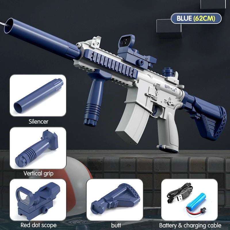 M416 Electric Water Gun Pistol 10M Long Range Portable Guns/Children/ Pool Beach Outdoor Fight Shooting Toys for Kid Games