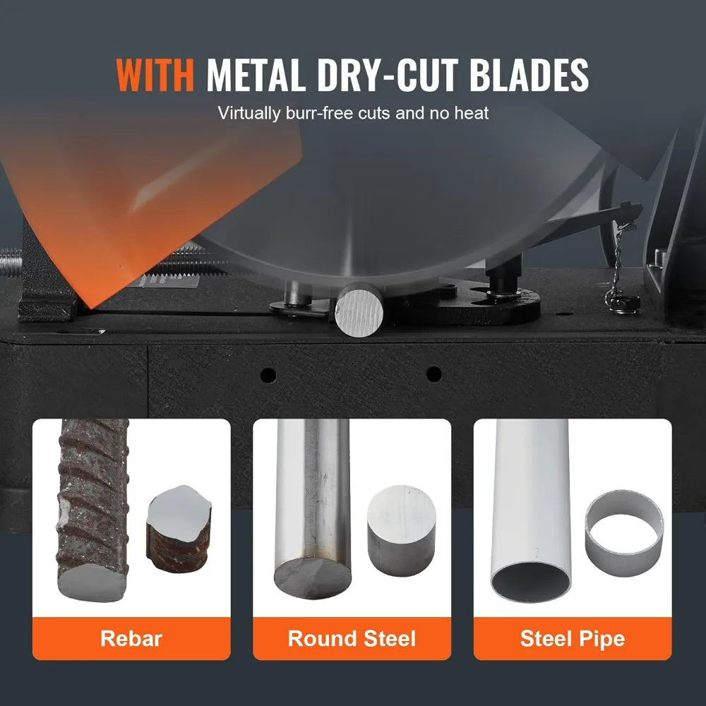 14- 355mm Blade Diameter VEVOR Chop Saw, 2800W 1200RPM Steel Cutting Machine, Adjustable 0-45° Dry Cut Chop Saw for Metal
