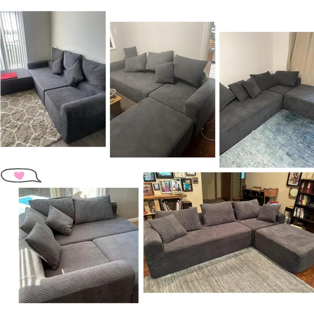 04" Cloud Sectional Couch Luxury – L-Shape Chaise, Modern Modular Deep-Seat Upholstered Sofa for Living Room Bedroom,No Assembly