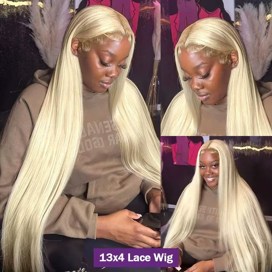 250% Density Human Hair Wig 613 Honey Blonde Colored Lace Front Wigs Straight Human Hair 13x6 HD Lace Frontal Wig
