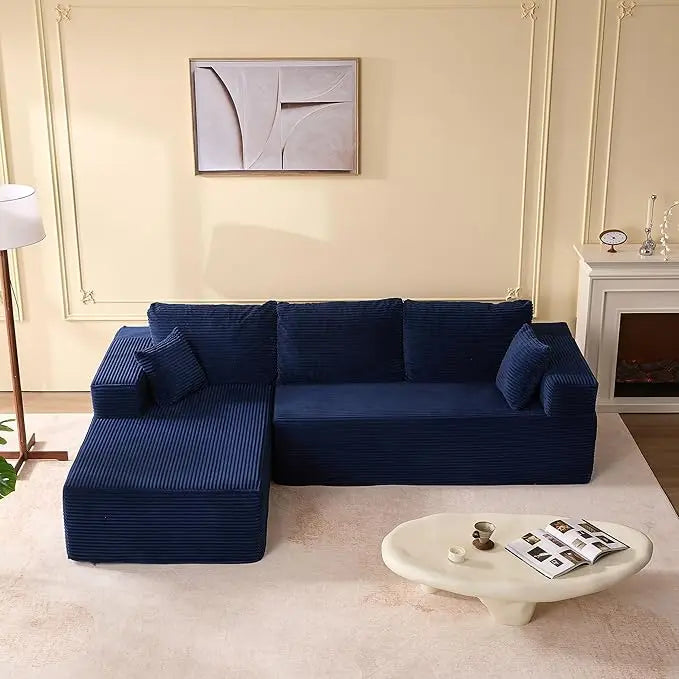 107" Boneless Couch with Deep Seat, Modular Sectional Sofa, Cloud Sectional Couch for Living Room, No Assembly Required, Corduroy